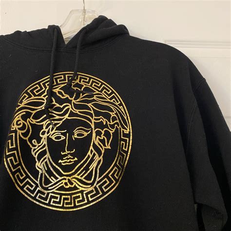 black and gold versace hoodie|versace patch embroidery hoodie.